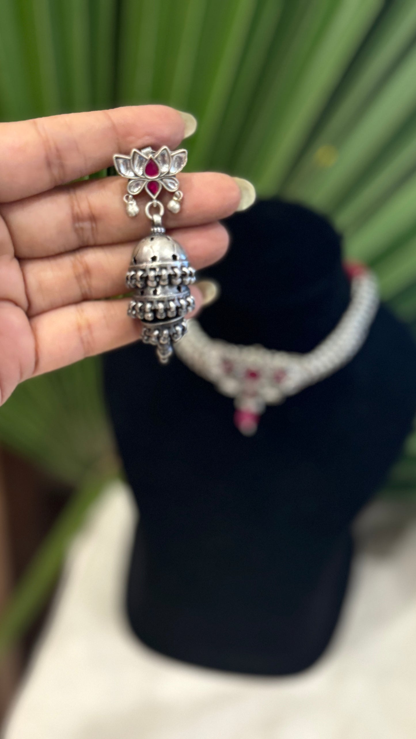 Kamal Kundan Jhumka : Timeless Fusion of Kundan and Pure silver.