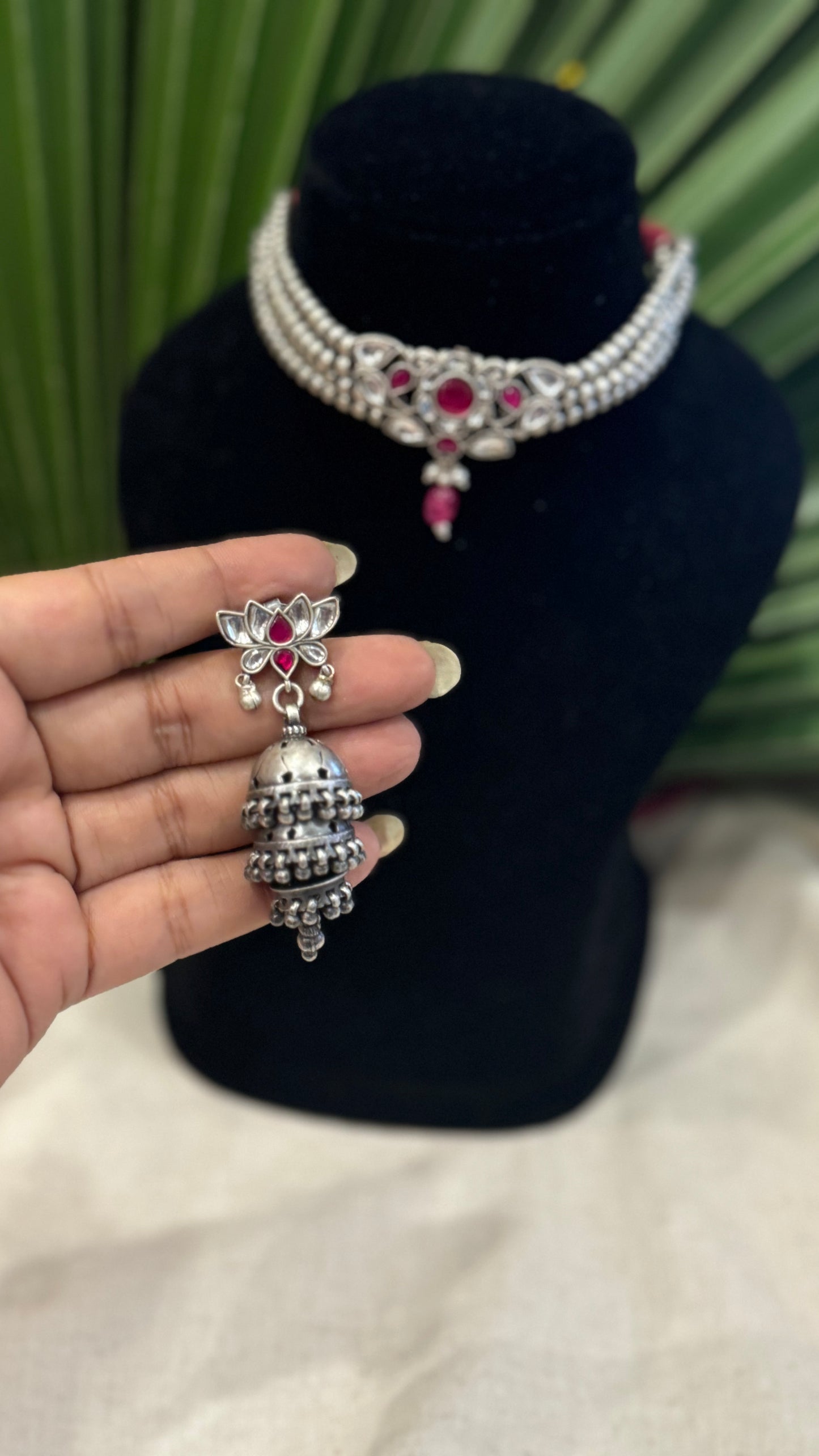 Kamal Kundan Jhumka : Timeless Fusion of Kundan and Pure silver.
