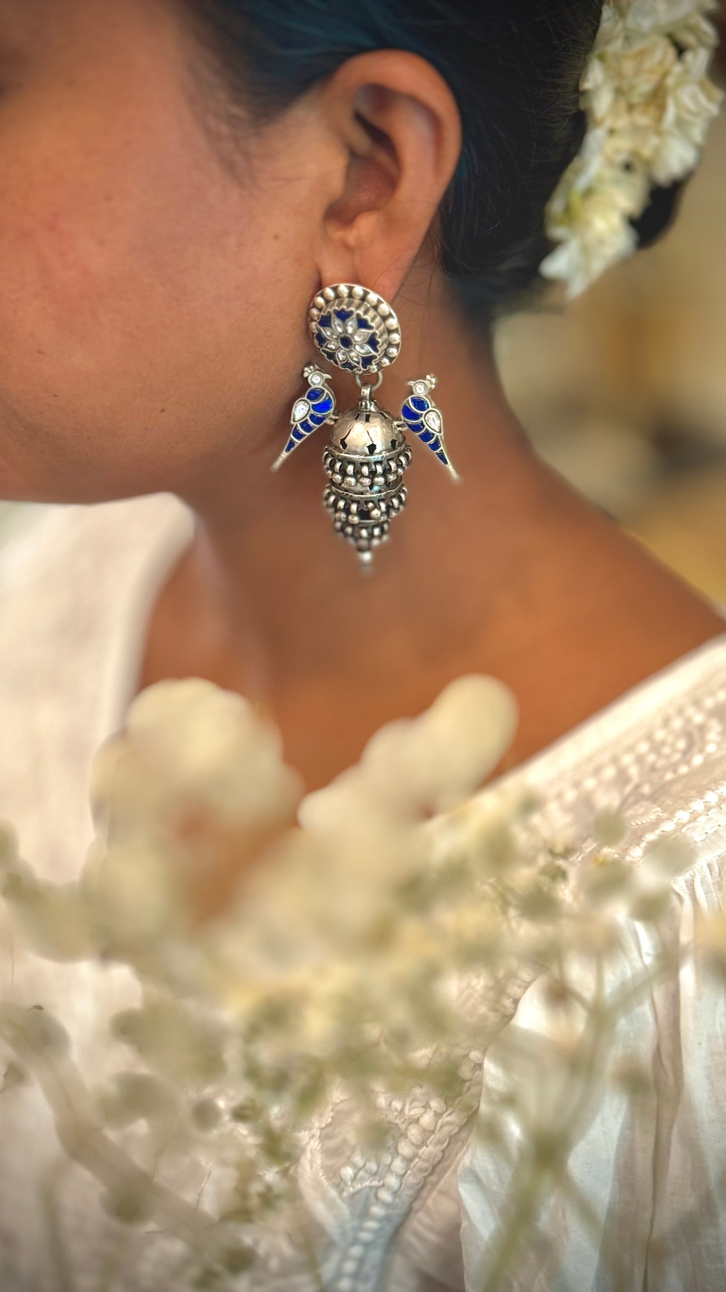 (Made to order) “Pakshi Moh” : Royal Elegance with these Bird-inspired jhumkas.