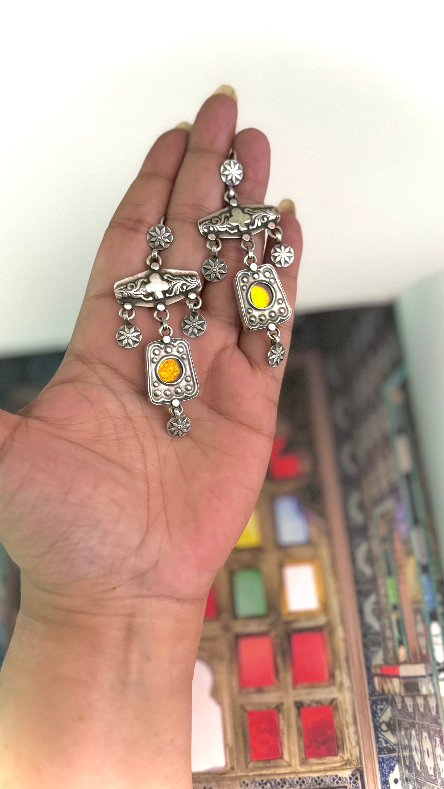 HawaMahal : Embrace elegance with our silver earrings, reflecting the charm of a royal heritage!