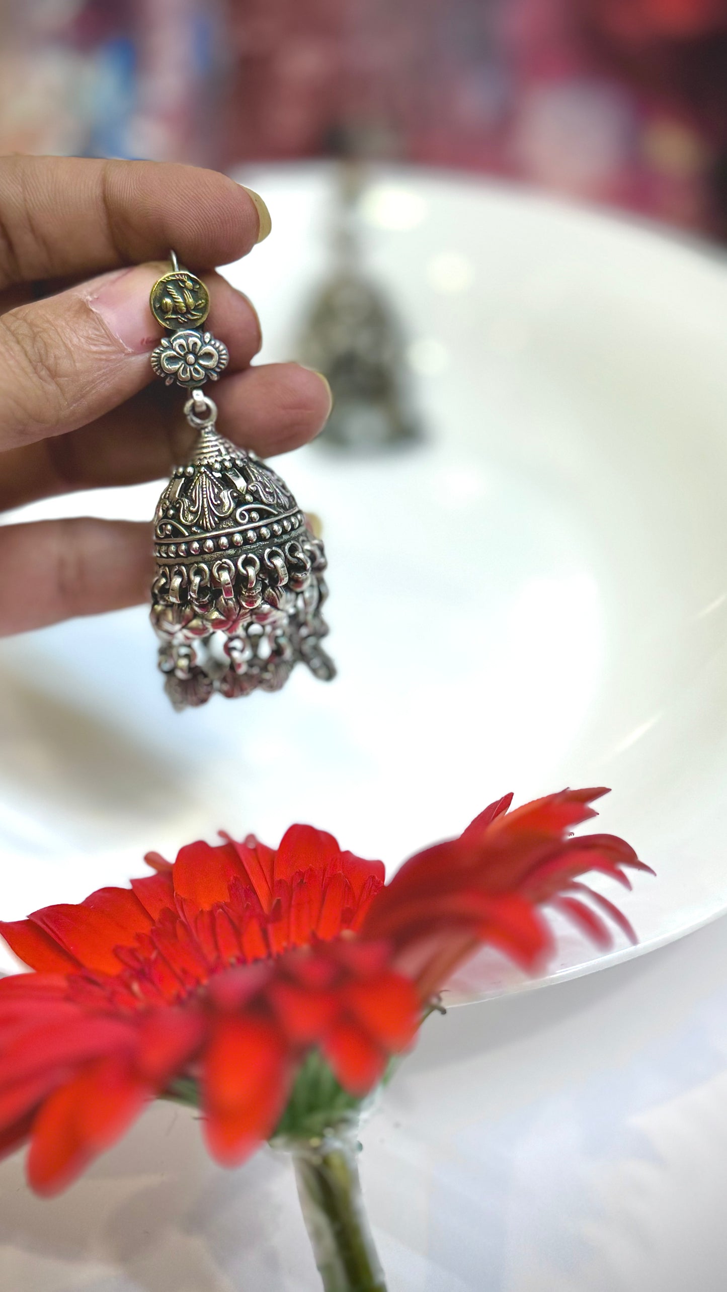 “Shilpika” - Elegance etched in every detail—Jhumkas that tell a story.