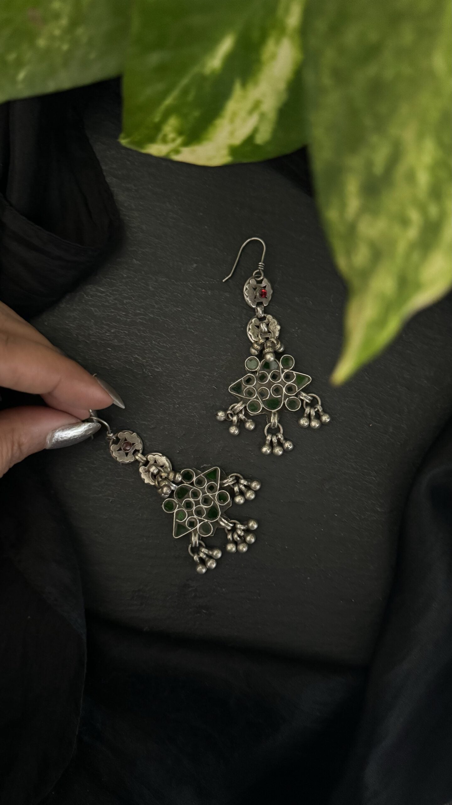 ""Mewari Moons" : Adorn your ears with the regal nostalgia of vintage silver.