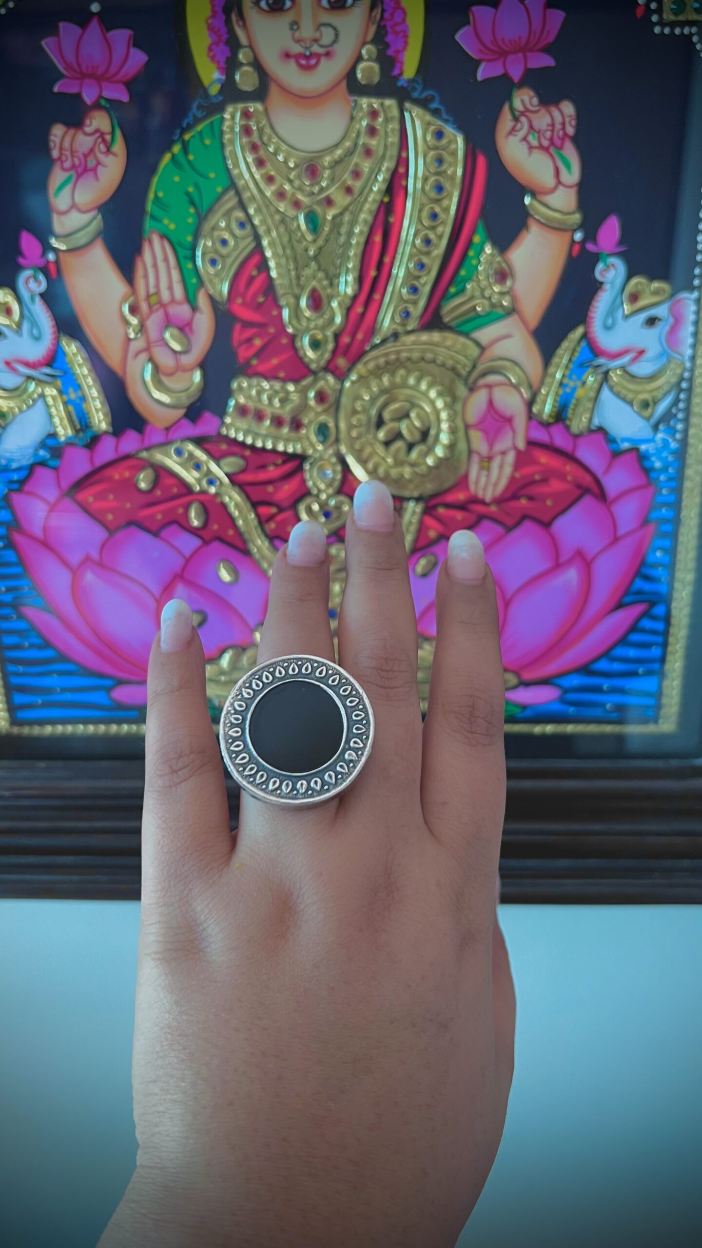 "Black Beauty" : Mesmerizing Cocktail Ring in Dark Black Colour