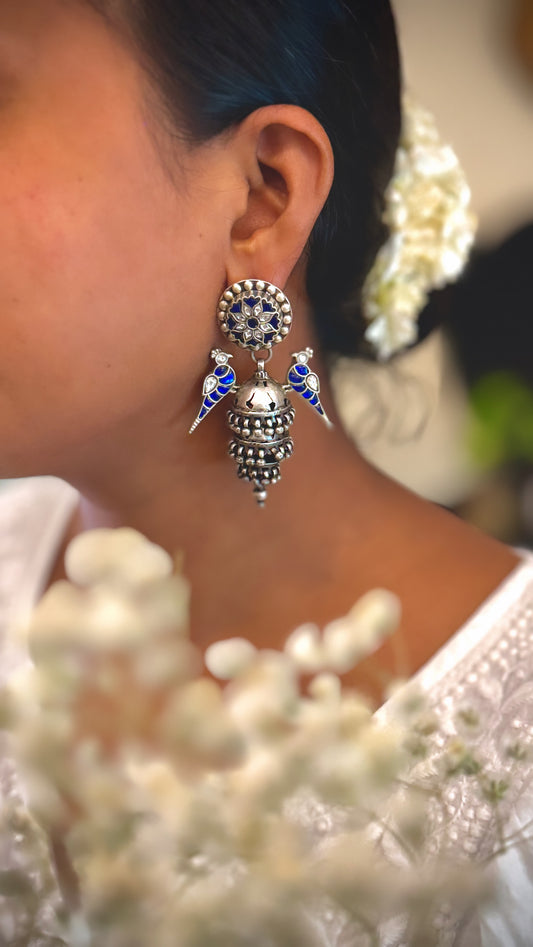 (Made to order) “Pakshi Moh” : Royal Elegance with these Bird-inspired jhumkas.