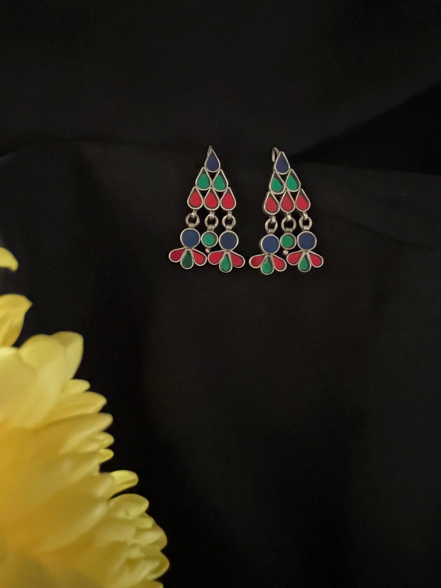 Festive Glass Earrings - Floral Latkan