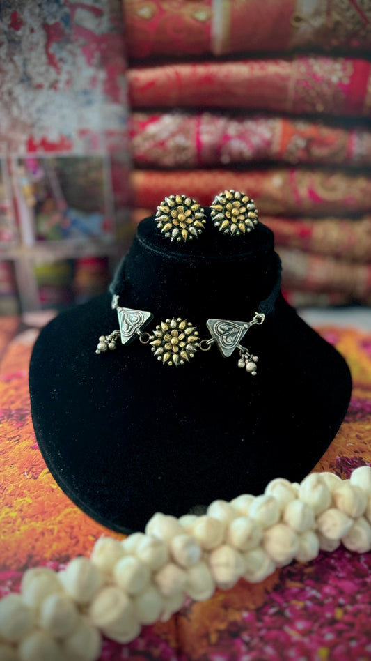 Virasat : Timeless elegance meets modern artistry in this stunning dual-tone silver choker.