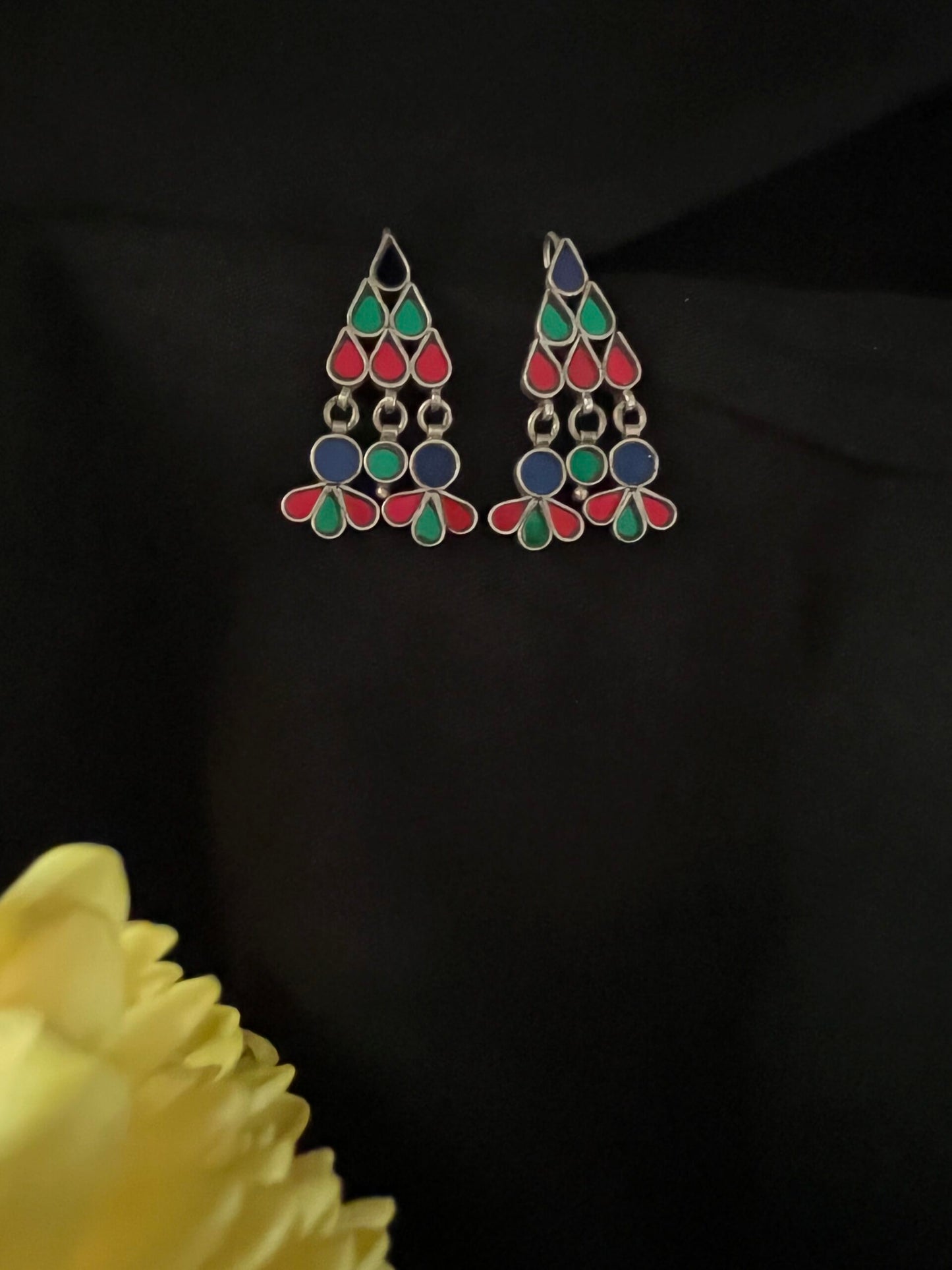 Festive Glass Earrings - Floral Latkan