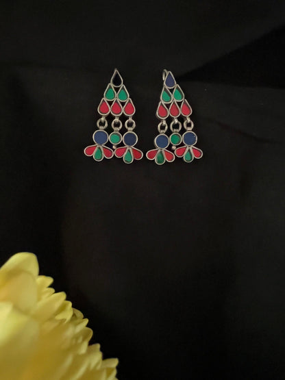 Festive Glass Earrings - Floral Latkan