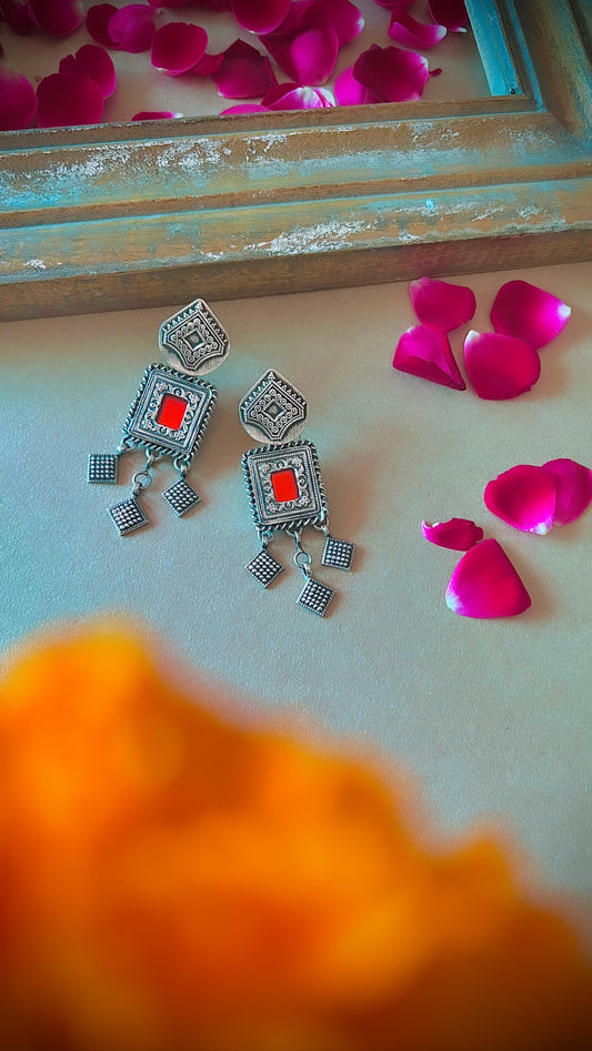 Jharokha -Orange- Festive cheer and Rajasthani allure, all in these captivating earrings