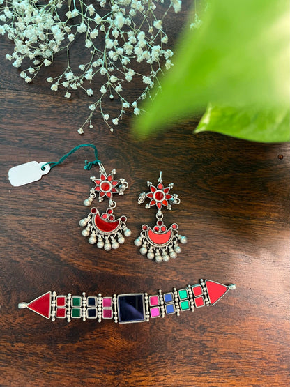 (Only Earrings) Raspberry : Colorful Glass Festive earrings