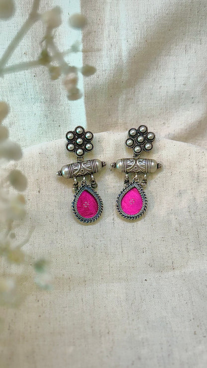 Gulabi Edit : Shine bright with these vibrant pink silver earrings!