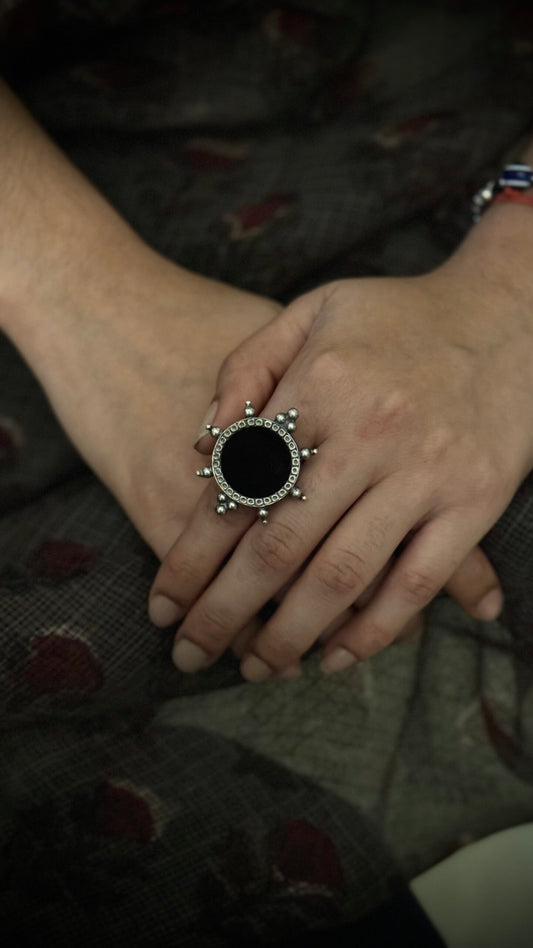 "Made to Order" Black Bindi : Where silver meets soulful craftsmanship.