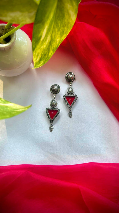 Lady in Red- Dive into the art of self-love with these stunning hand-painted red earrings