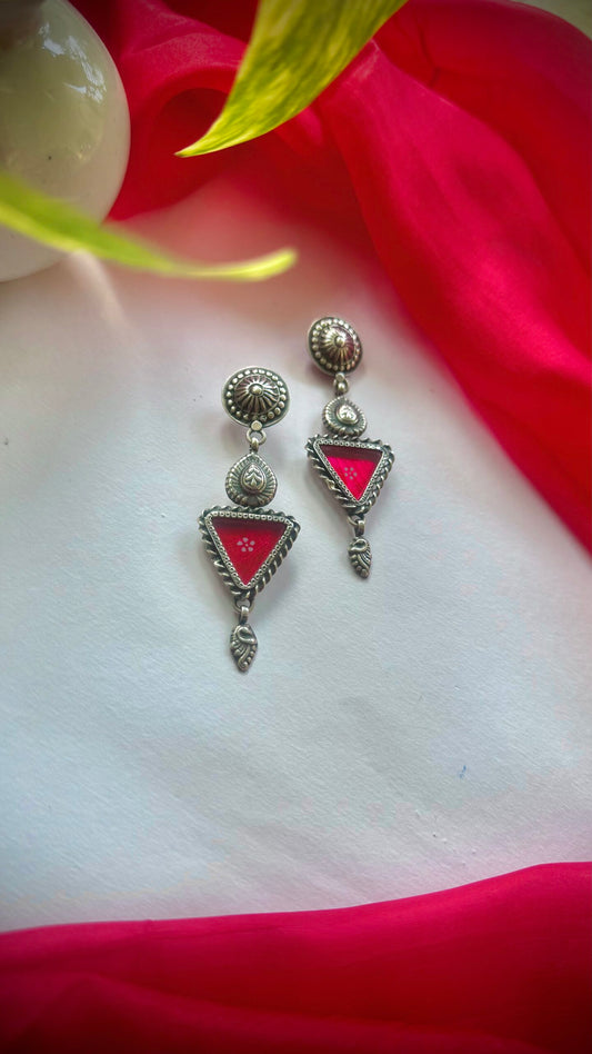 Lady in Red- Dive into the art of self-love with these stunning hand-painted red earrings