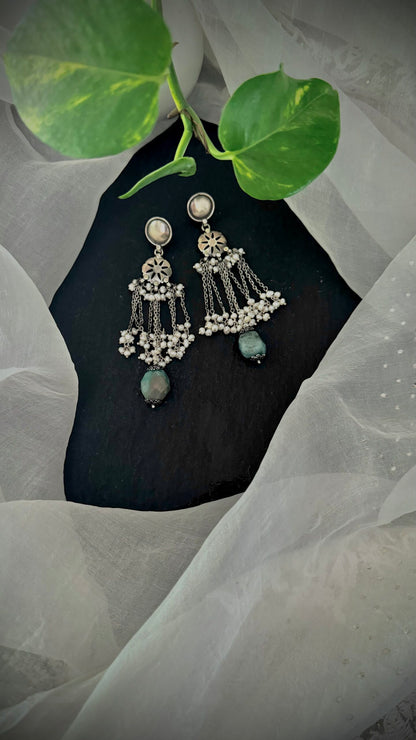 "Ethereal Lumina Pearls" : Captivate hearts with the ethereal beauty of silver and pearls.