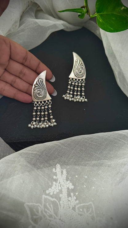 "Devi's Delight Drops" : Captivate hearts with the ethereal beauty of silver and pearls