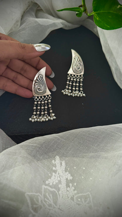 "Devi's Delight Drops" : Captivate hearts with the ethereal beauty of silver and pearls