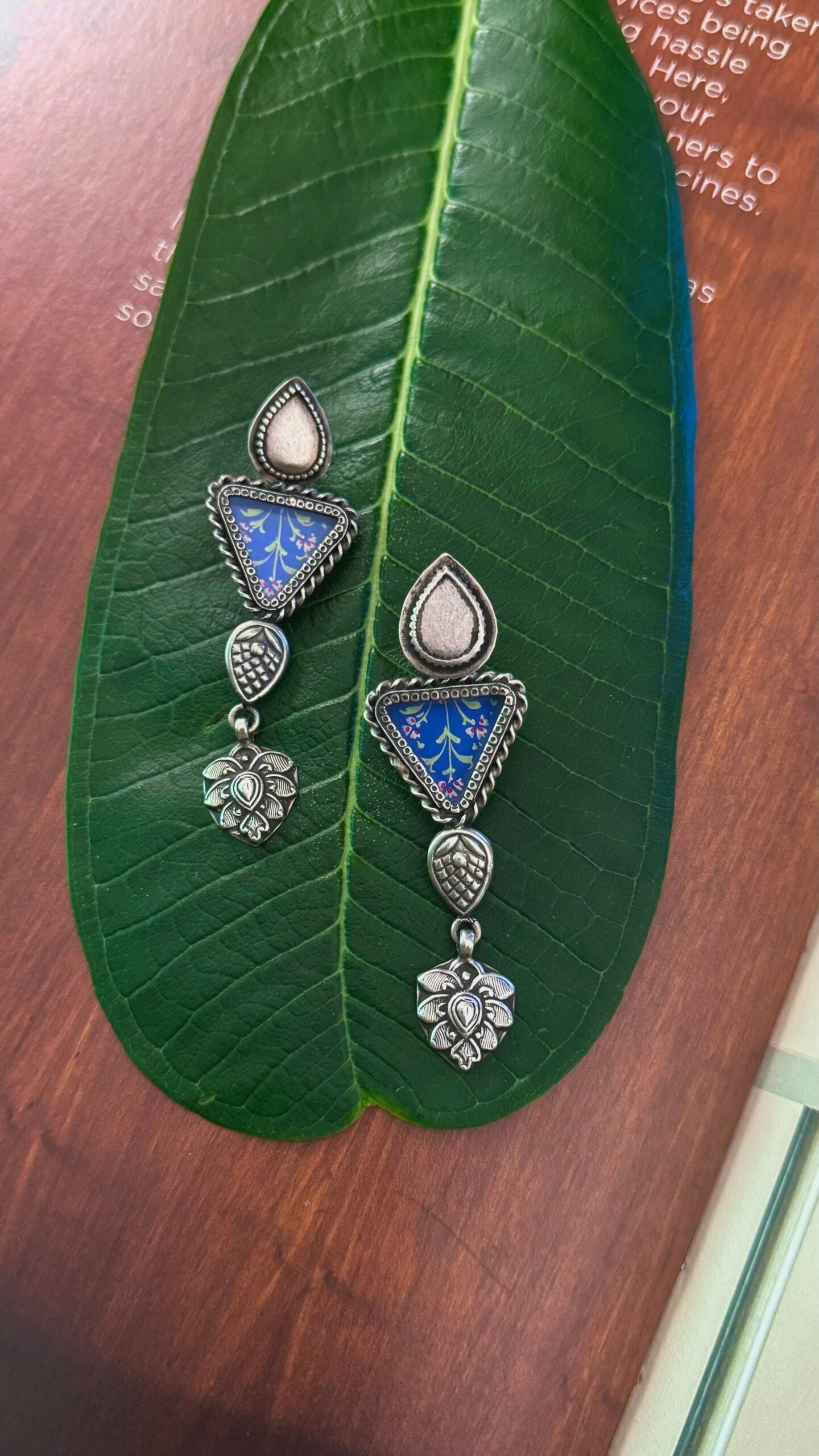 Blue Muse: handpainted earrings.