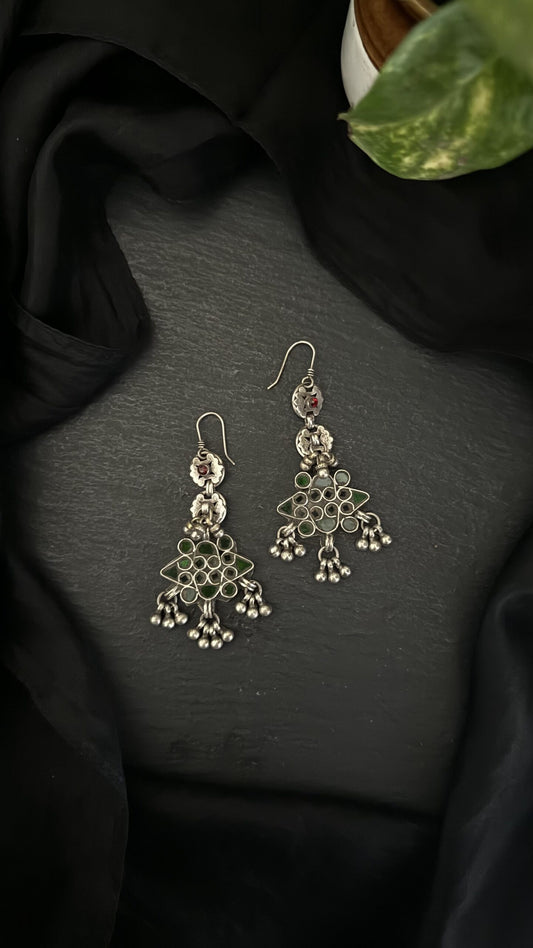 ""Mewari Moons" : Adorn your ears with the regal nostalgia of vintage silver.