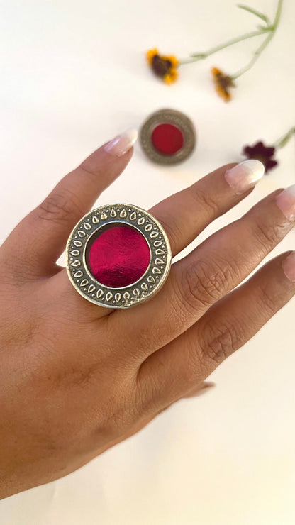 "Wine" : Mesmerizing Cocktail Ring in Rich Wine Color