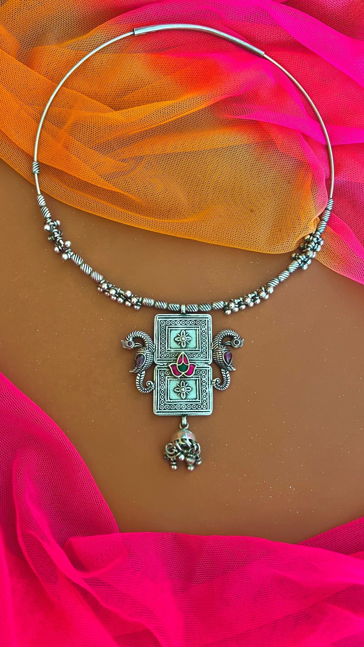 MAYA-"Jhumki" - Kundan's regal allure meets the purity of silver.
