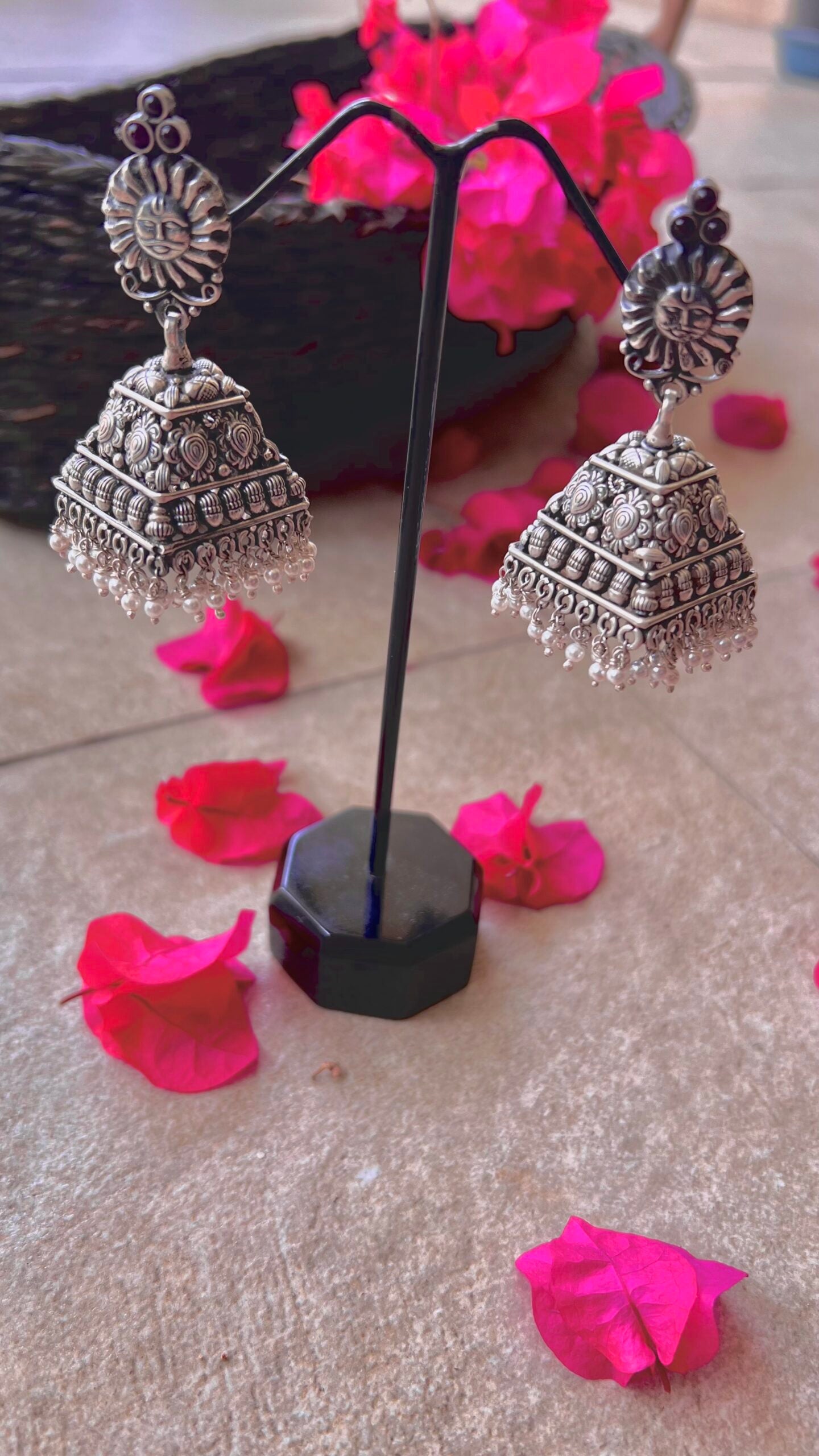 "Shubharambh" :Ravi: An Ode to Heritage: South Indian Silver Jhumkas with Unparalleled Intricate Work