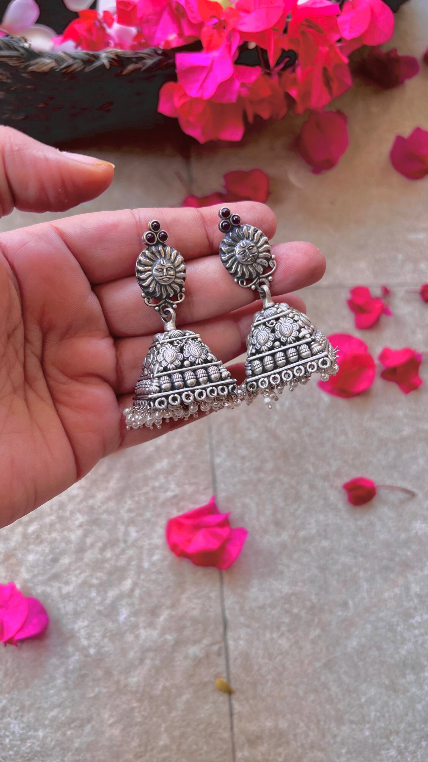 "Shubharambh" :Ravi: An Ode to Heritage: South Indian Silver Jhumkas with Unparalleled Intricate Work