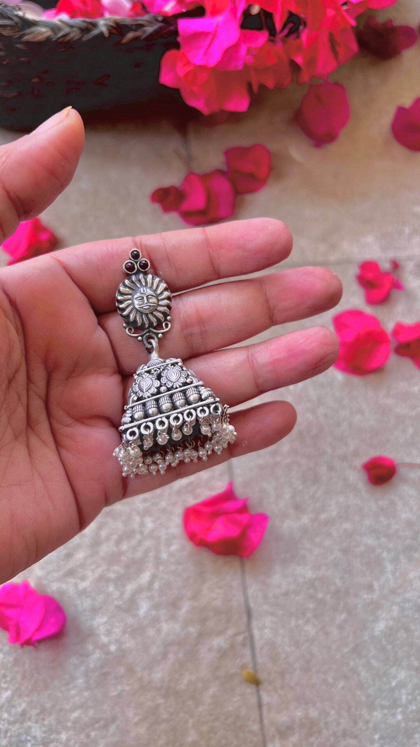 "Shubharambh" :Ravi: An Ode to Heritage: South Indian Silver Jhumkas with Unparalleled Intricate Work