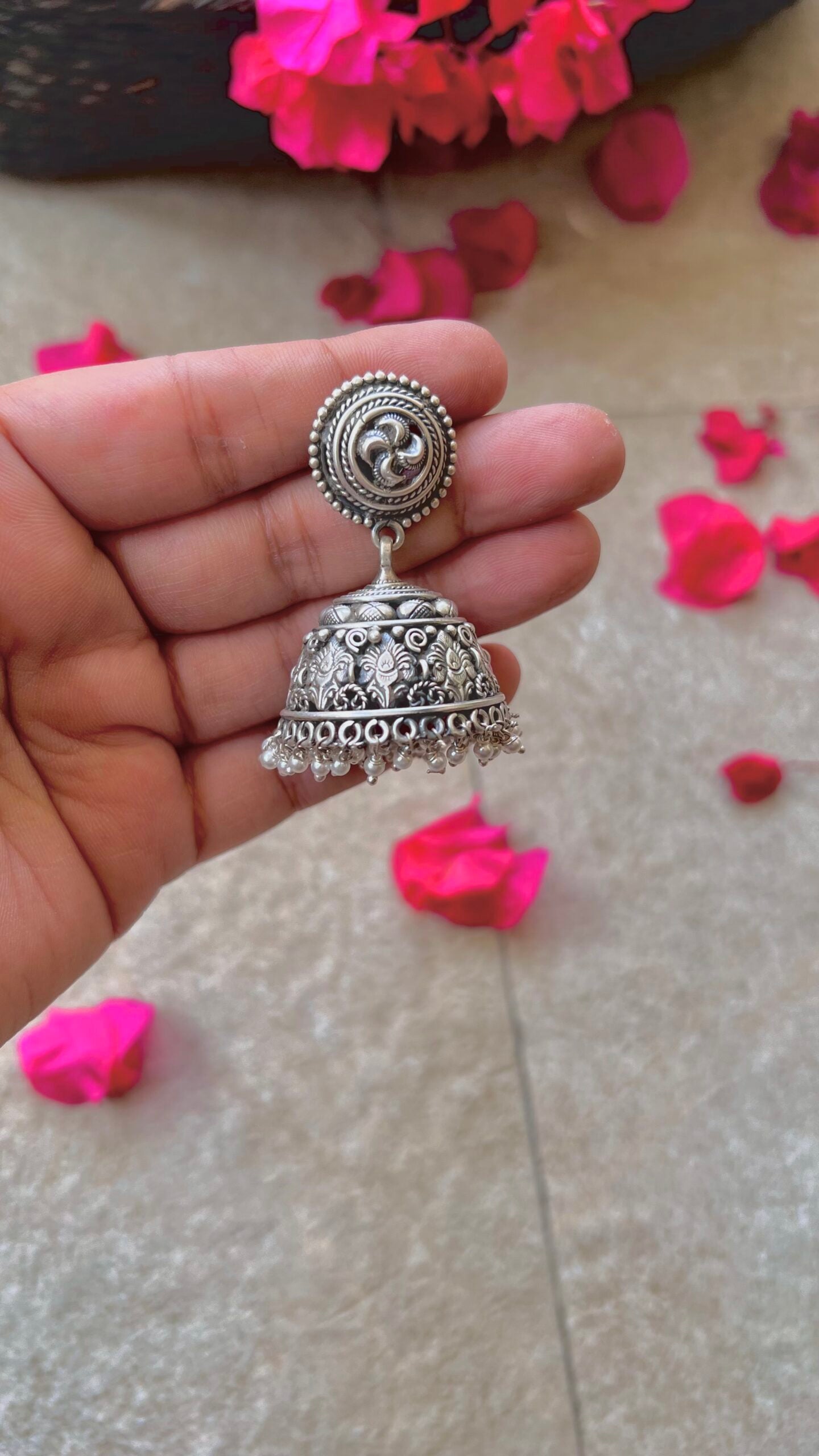 "Shubharambh" :Radhika: From the Heart of South India: Silver Jhumkas, a Testament to Craftsmanship