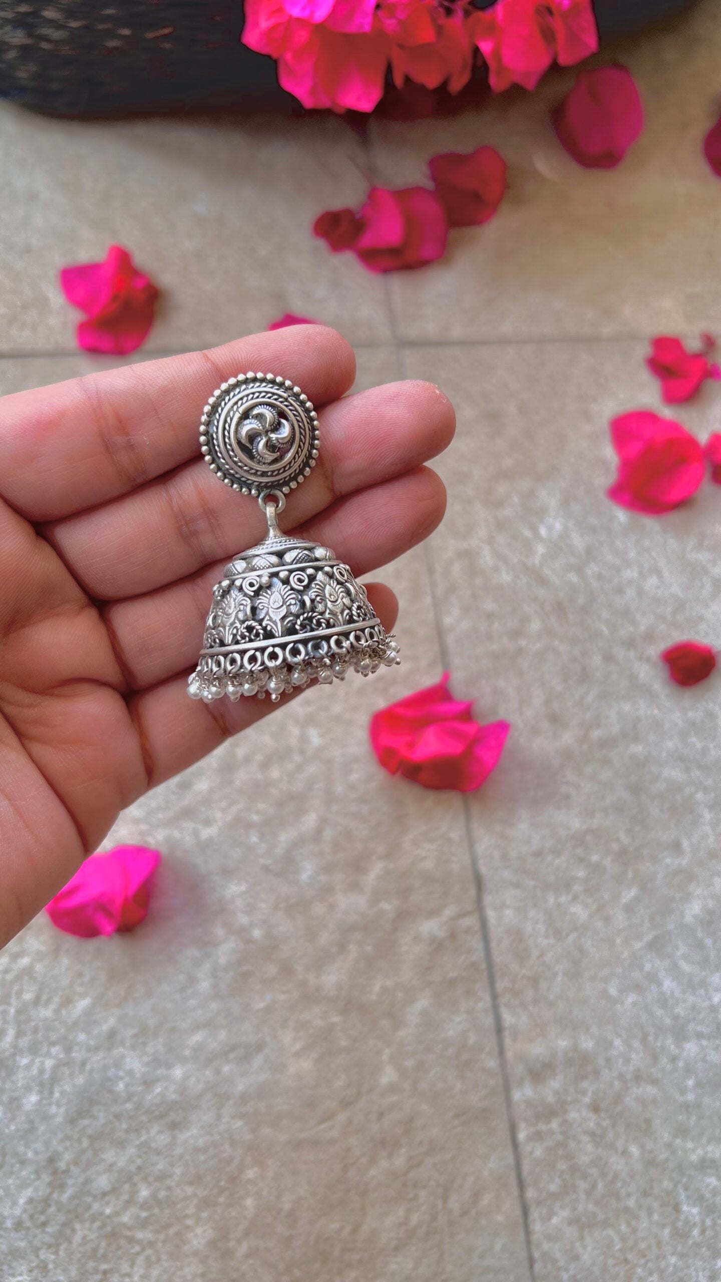 "Shubharambh" :Radhika: From the Heart of South India: Silver Jhumkas, a Testament to Craftsmanship