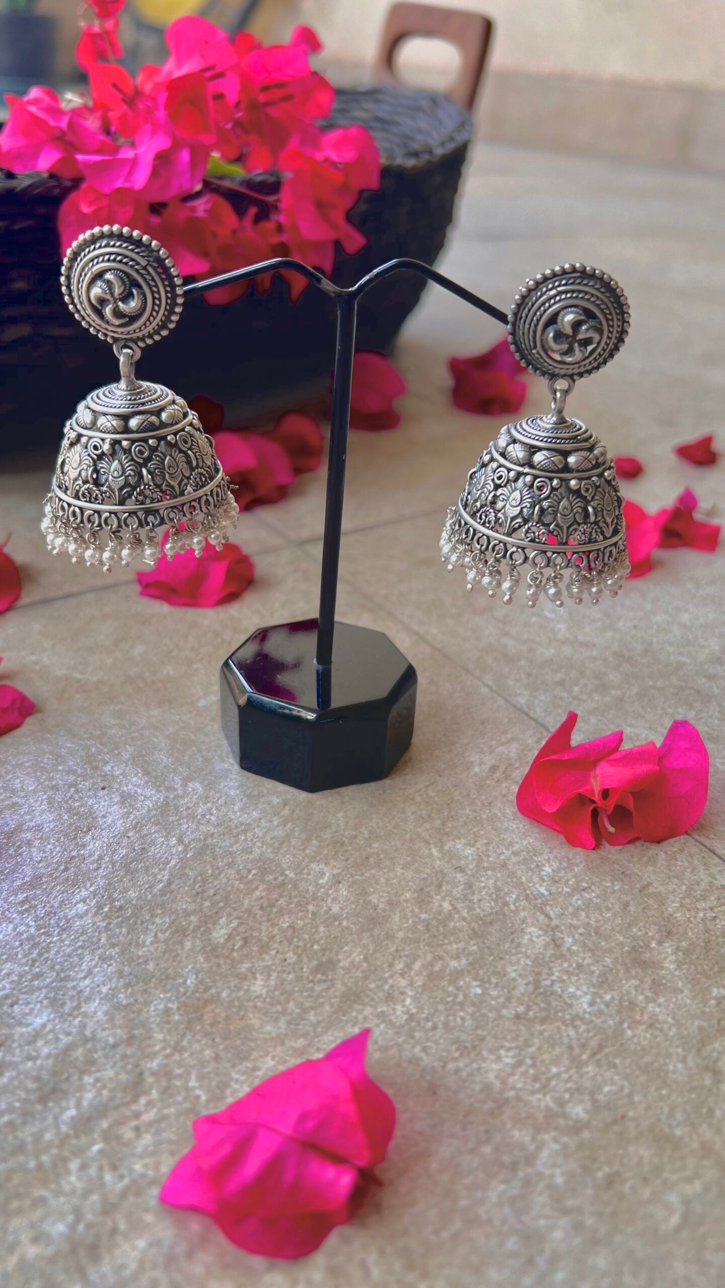 "Shubharambh" :Radhika: From the Heart of South India: Silver Jhumkas, a Testament to Craftsmanship