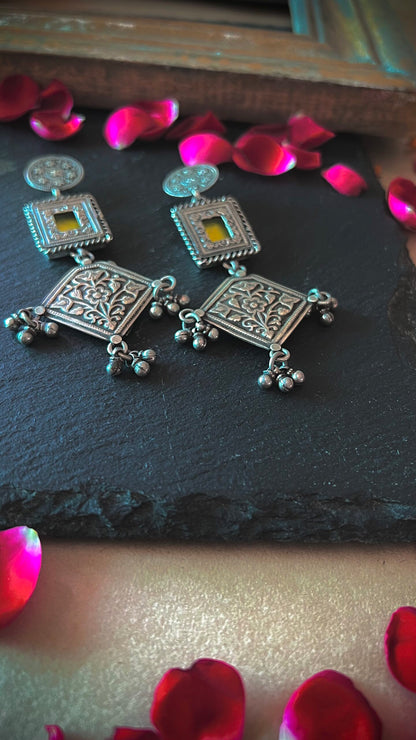 Jharokha - Lime Green- Rajasthani vibes meet vibrant colors in these festive-worthy earrings