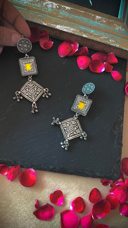 Jharokha - Lime Green- Rajasthani vibes meet vibrant colors in these festive-worthy earrings