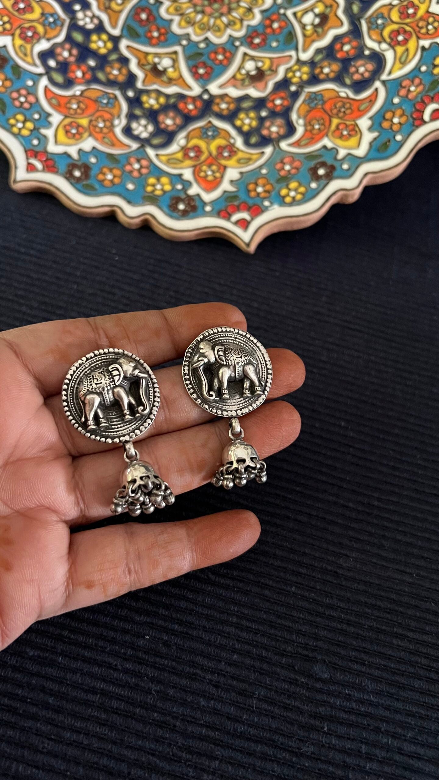 "Hathi Jhumka" :Unleash your inner fashionista with these meticulously designed pure silver Hathi earrings.