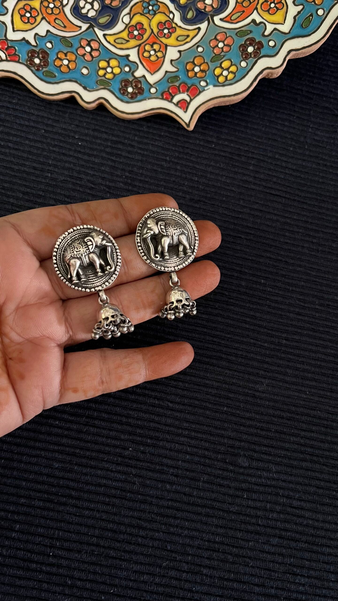 "Hathi Jhumka" :Unleash your inner fashionista with these meticulously designed pure silver Hathi earrings.