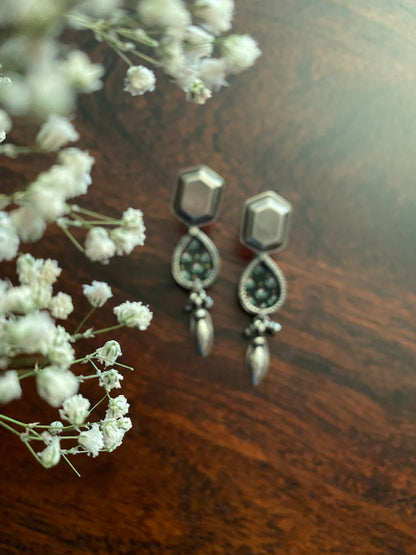 Bhavini : Black Hand-Painted Floral Motif with Silver Drops